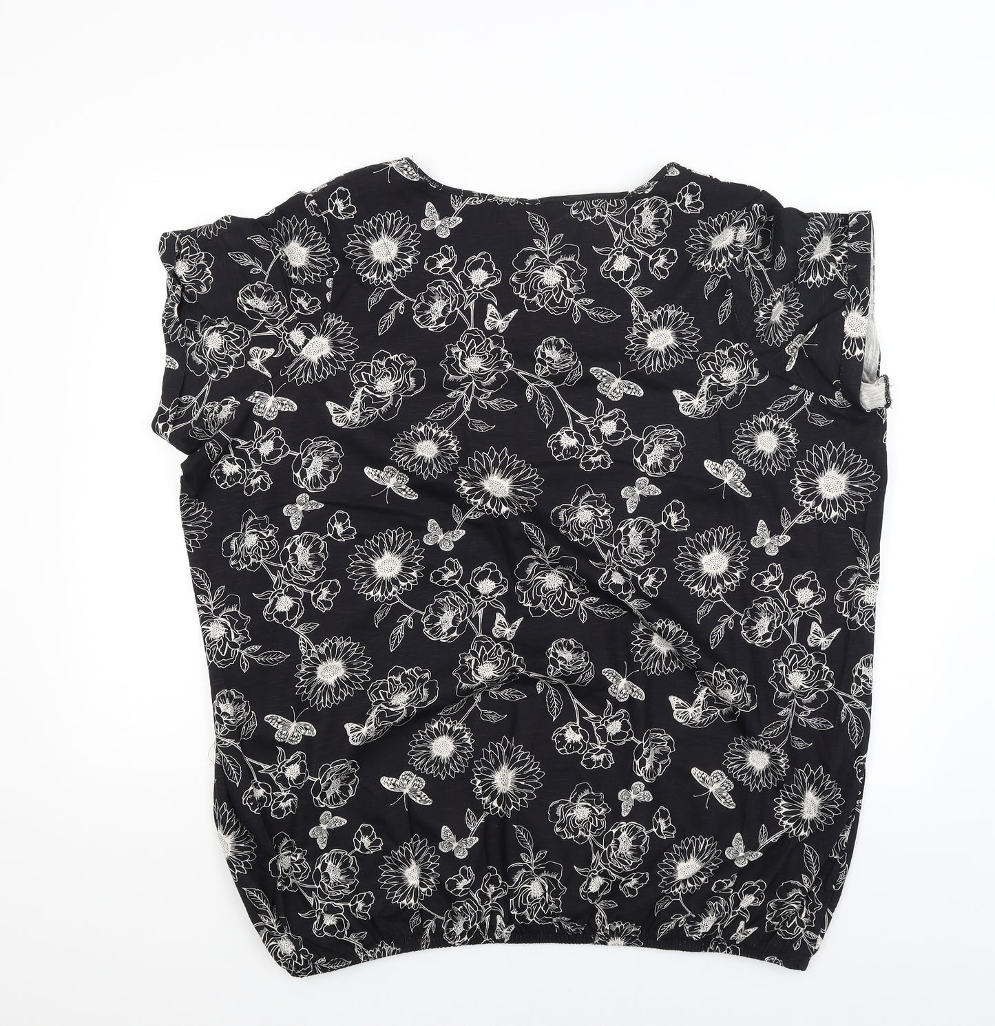 George Womens Black Floral  Basic T-Shirt Size 24