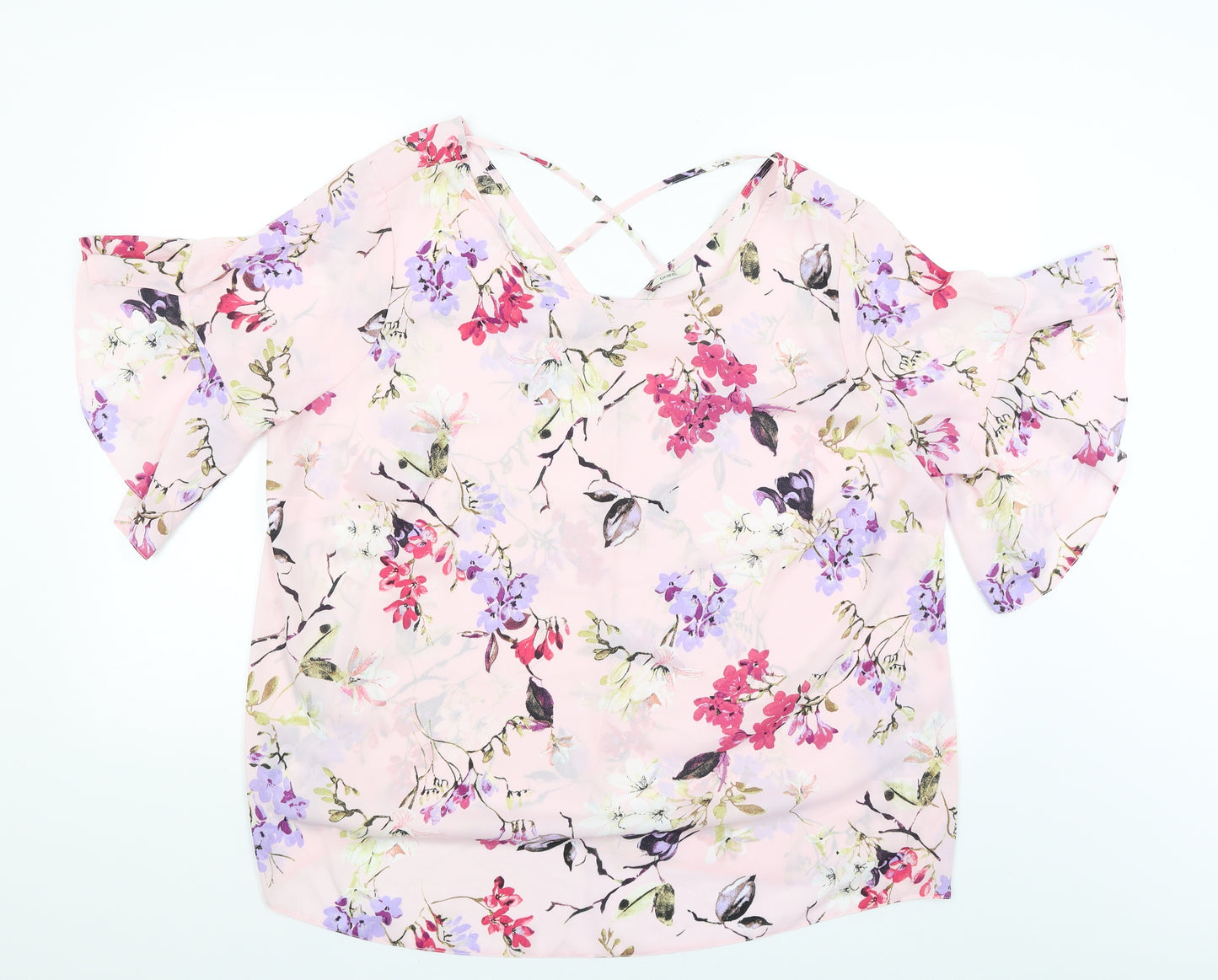 George Womens Pink Floral  Basic Tank Size 24