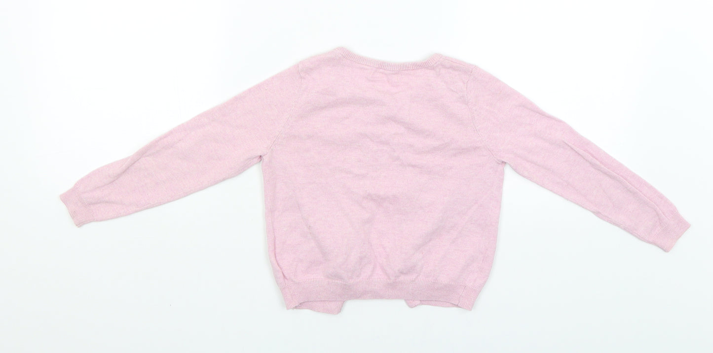 H&M Girls Pink   Cardigan Jumper Size 3-4 Years