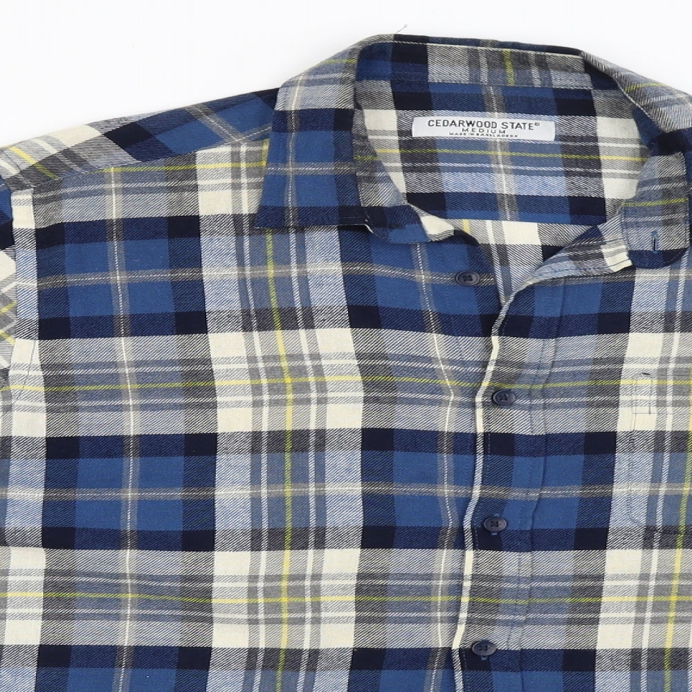 Cedar Wood State Mens Blue Check   Button-Up Size M