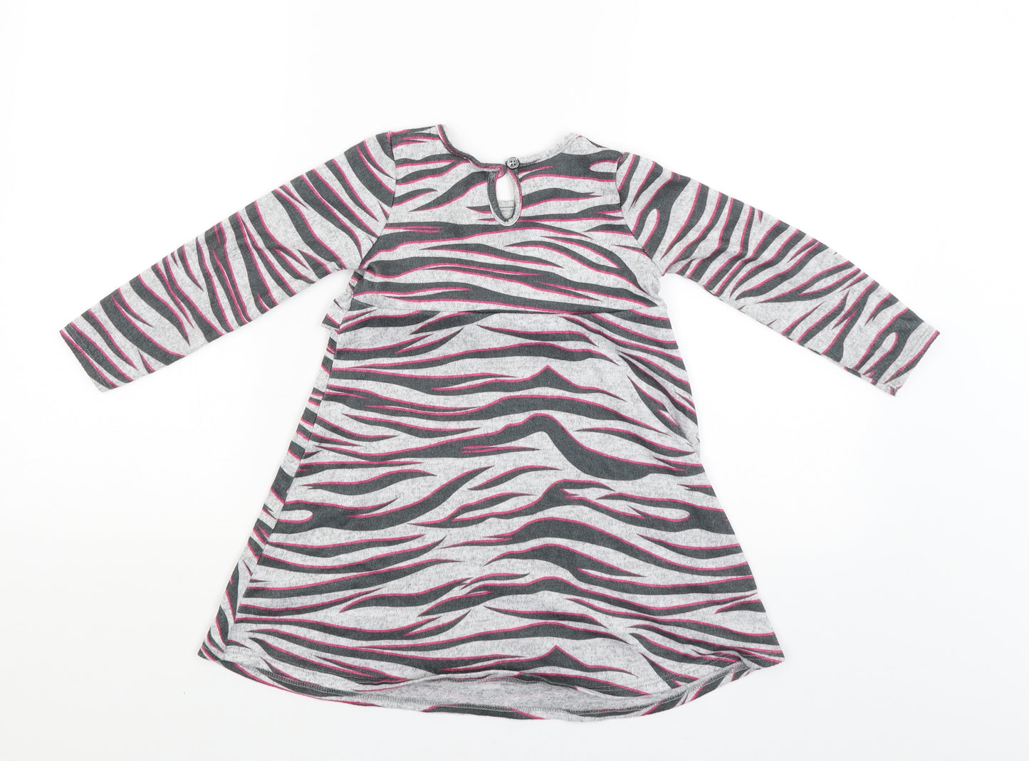TU Girls Grey Striped  Jumper Dress  Size 3-4 Years