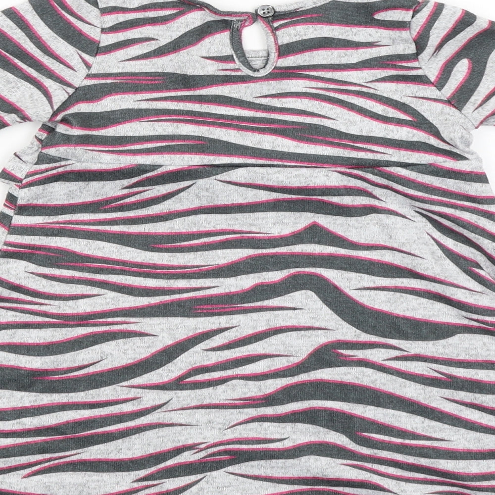 TU Girls Grey Striped  Jumper Dress  Size 3-4 Years