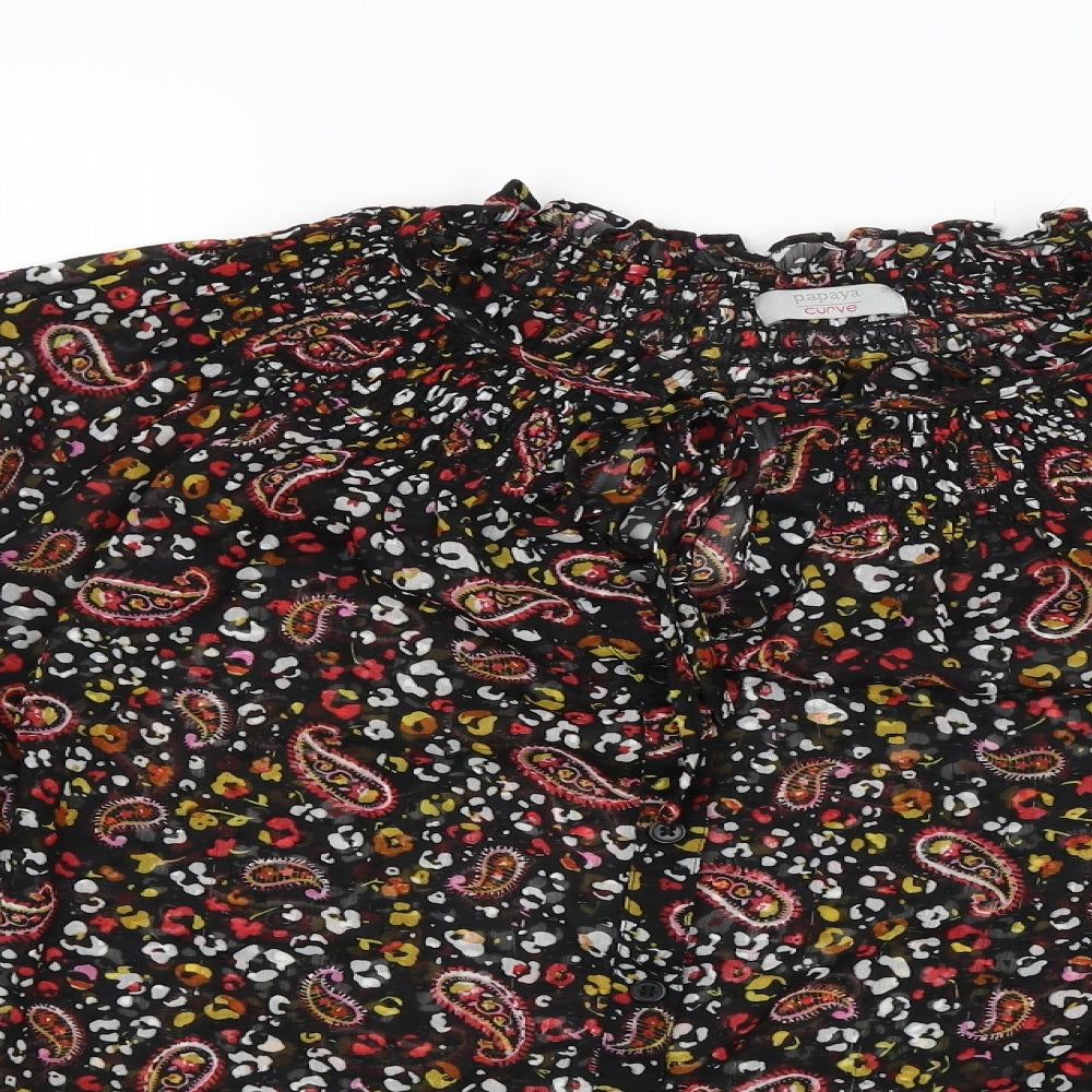 Papaya Womens Black Floral  Basic Blouse Size 20