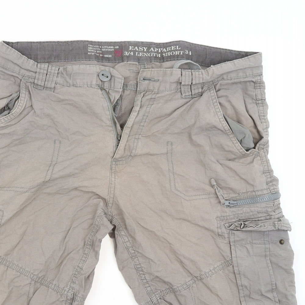 Easy apparel Mens Grey   Cargo Shorts Size 34