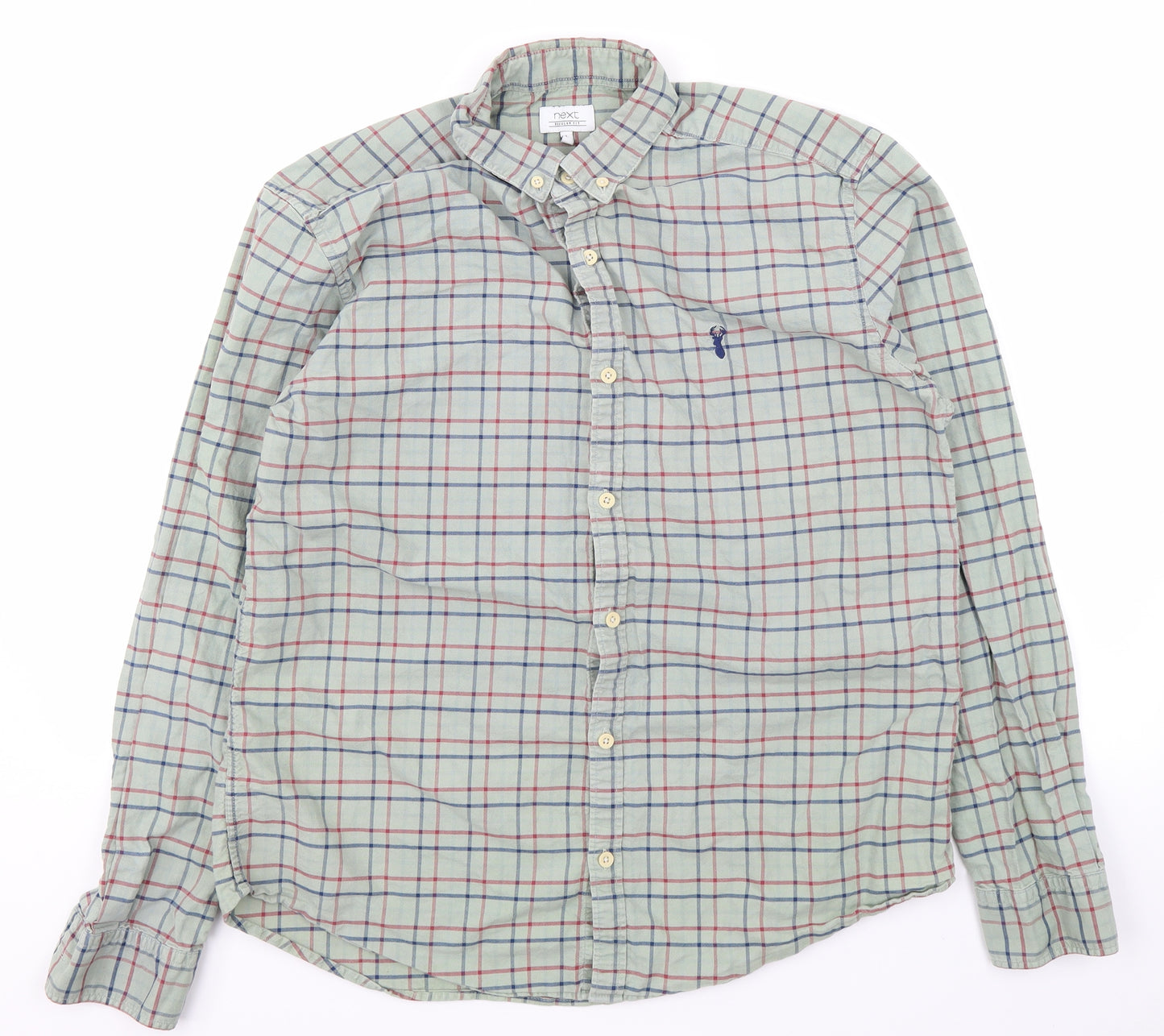 NEXT Mens Green Check   Polo Size L