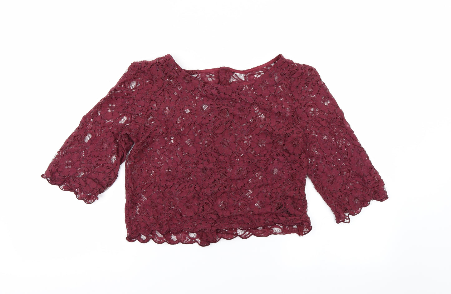 Preworn Womens Purple Floral  Basic Blouse Size S