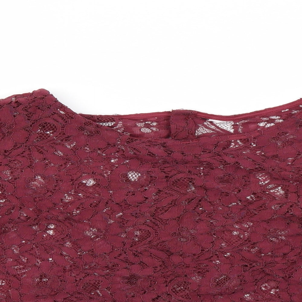 Preworn Womens Purple Floral  Basic Blouse Size S