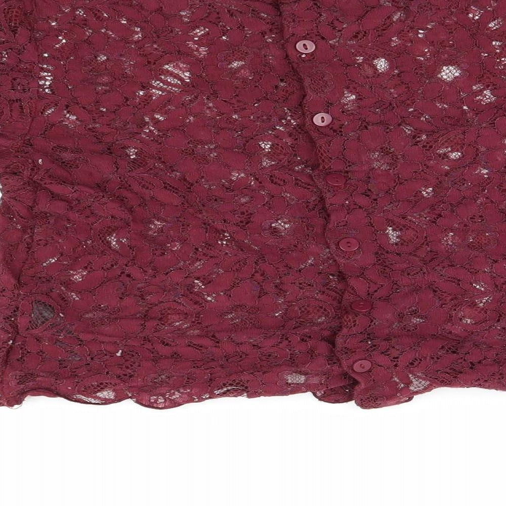 Preworn Womens Purple Floral  Basic Blouse Size S