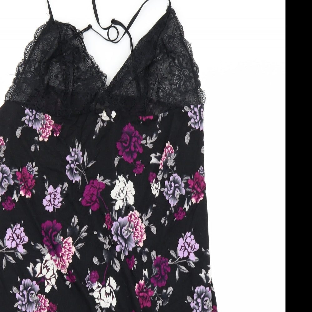 TU Womens Black Floral  Babydoll Gown Size 16