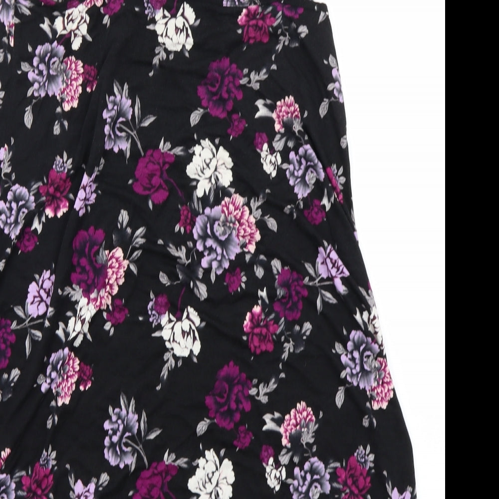 TU Womens Black Floral  Babydoll Gown Size 16