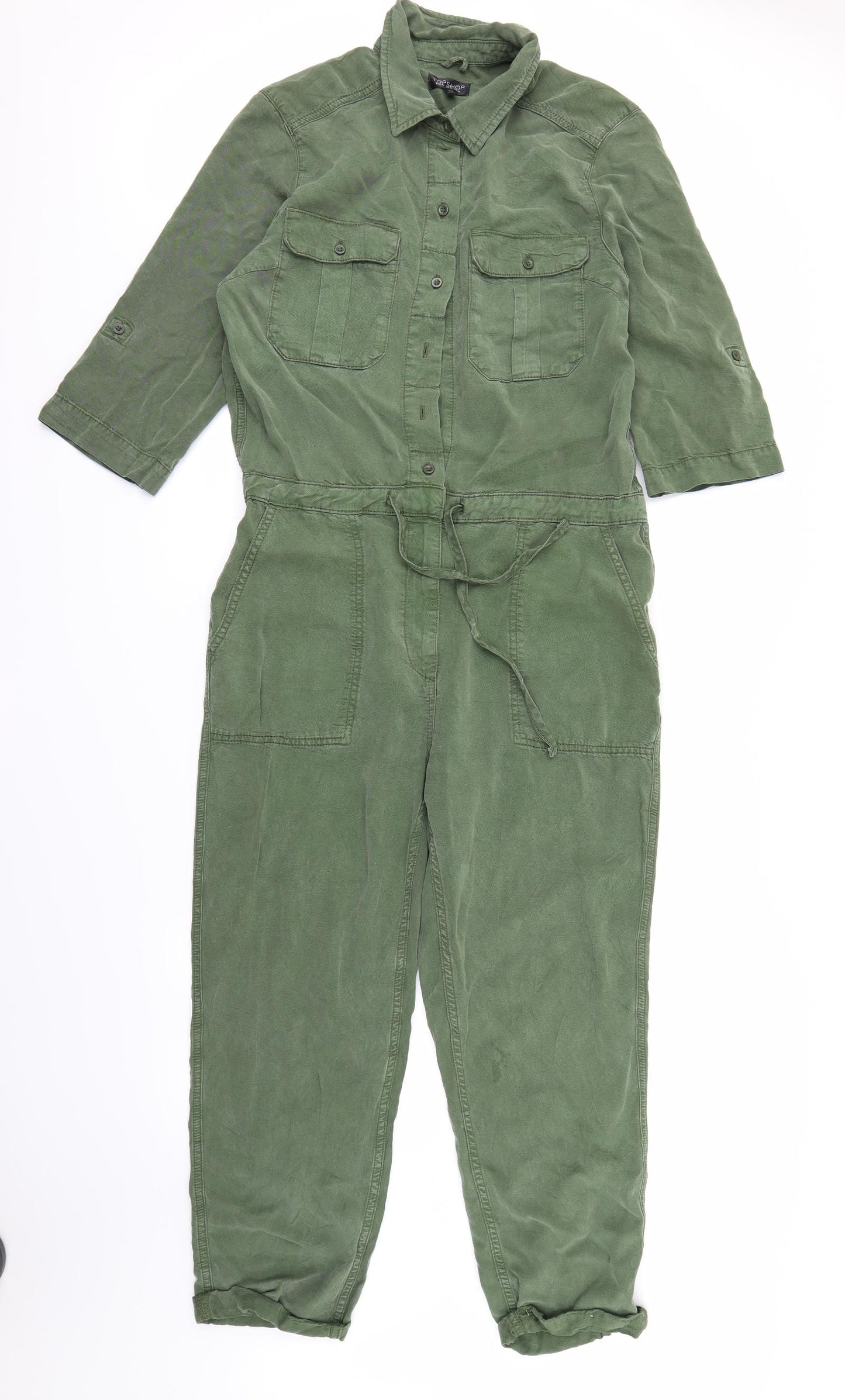 Topshop Womens Green   Bodysuit One-Piece Size 14 L24 in