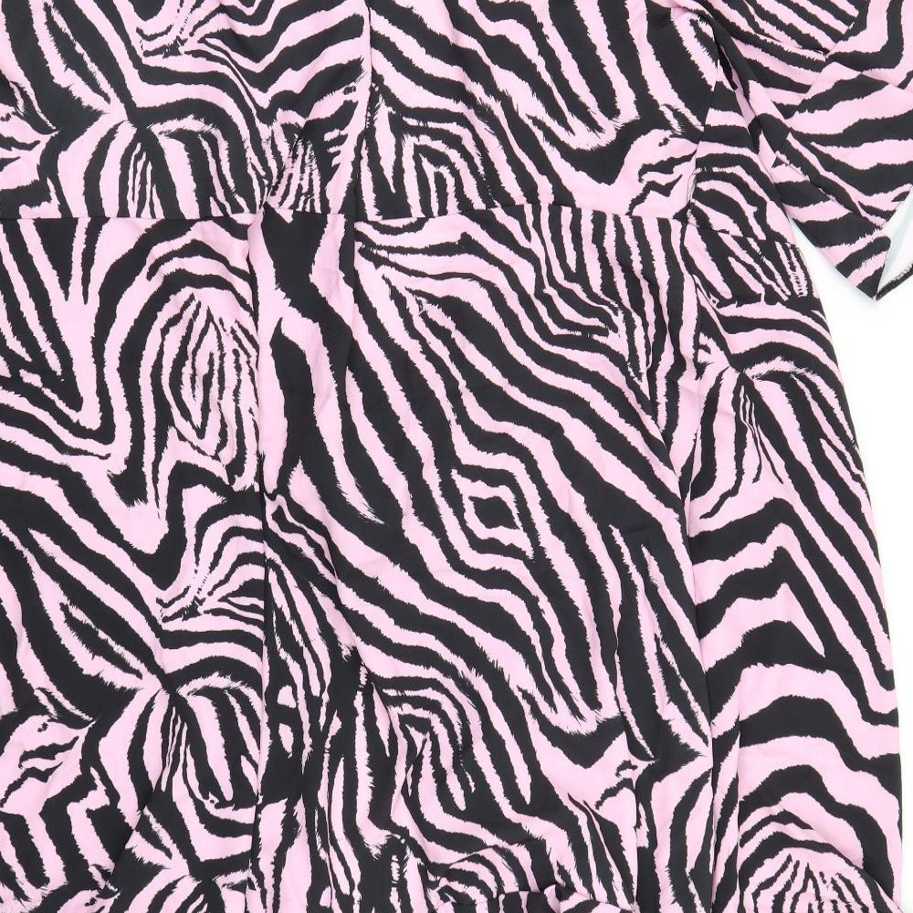 Zack Womens Pink Animal Print Mesh Basic Blouse Size 26