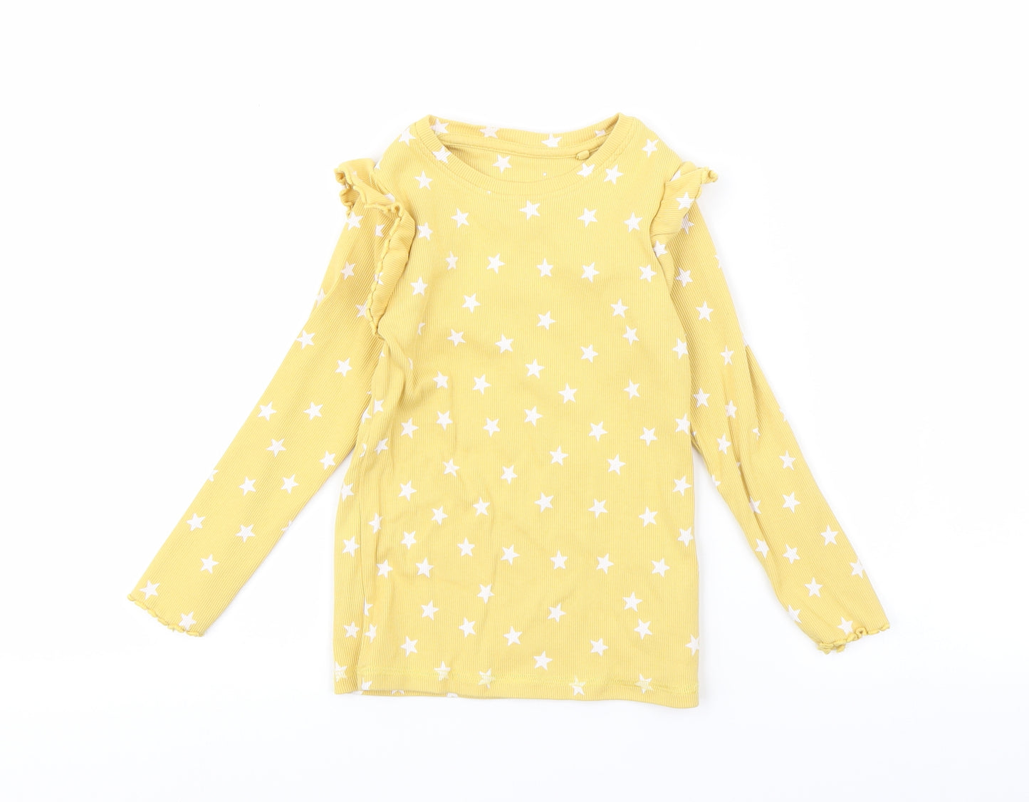 NEXT Girls Yellow Polka Dot  Basic T-Shirt Size 3-4 Years  - Star pattern