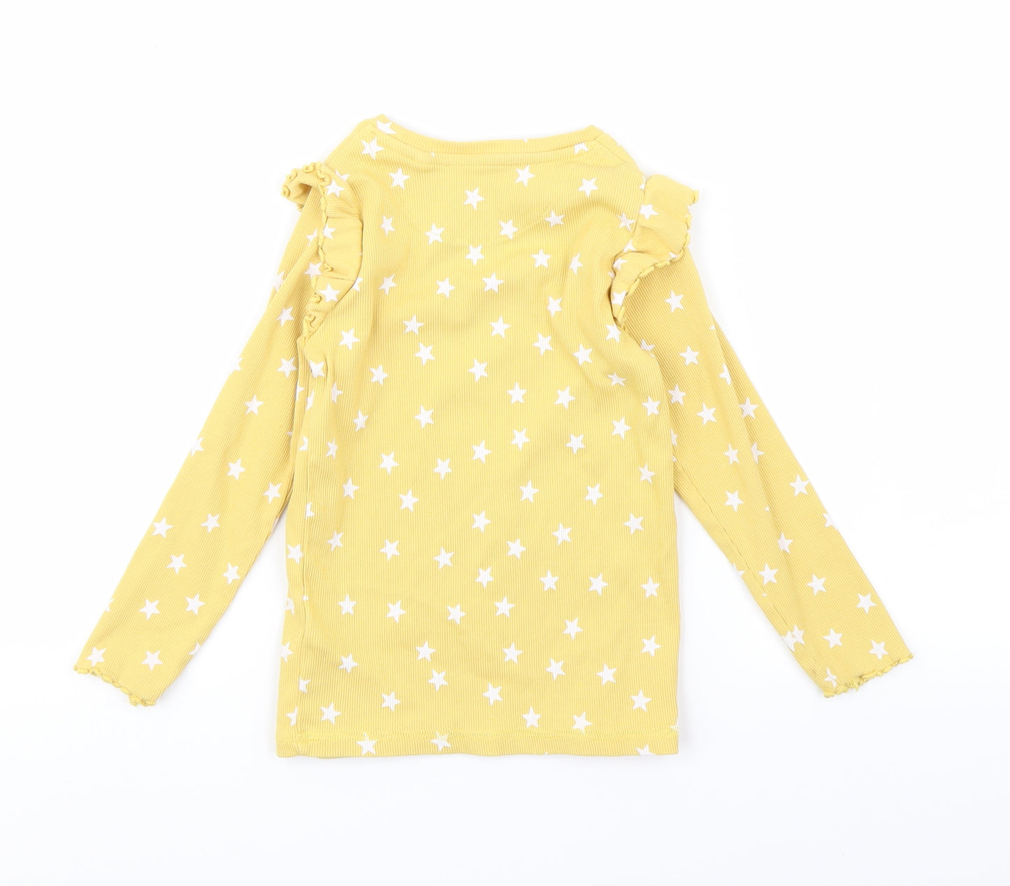 NEXT Girls Yellow Polka Dot  Basic T-Shirt Size 3-4 Years  - Star pattern