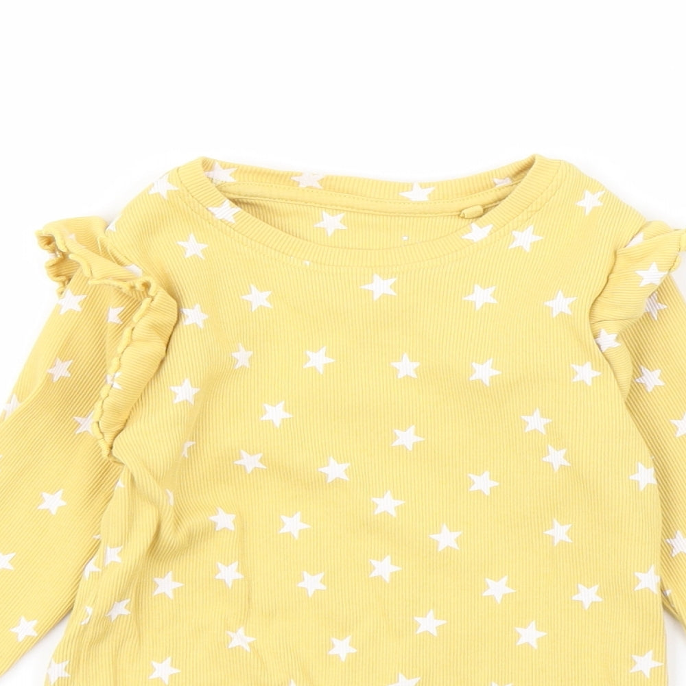NEXT Girls Yellow Polka Dot  Basic T-Shirt Size 3-4 Years  - Star pattern