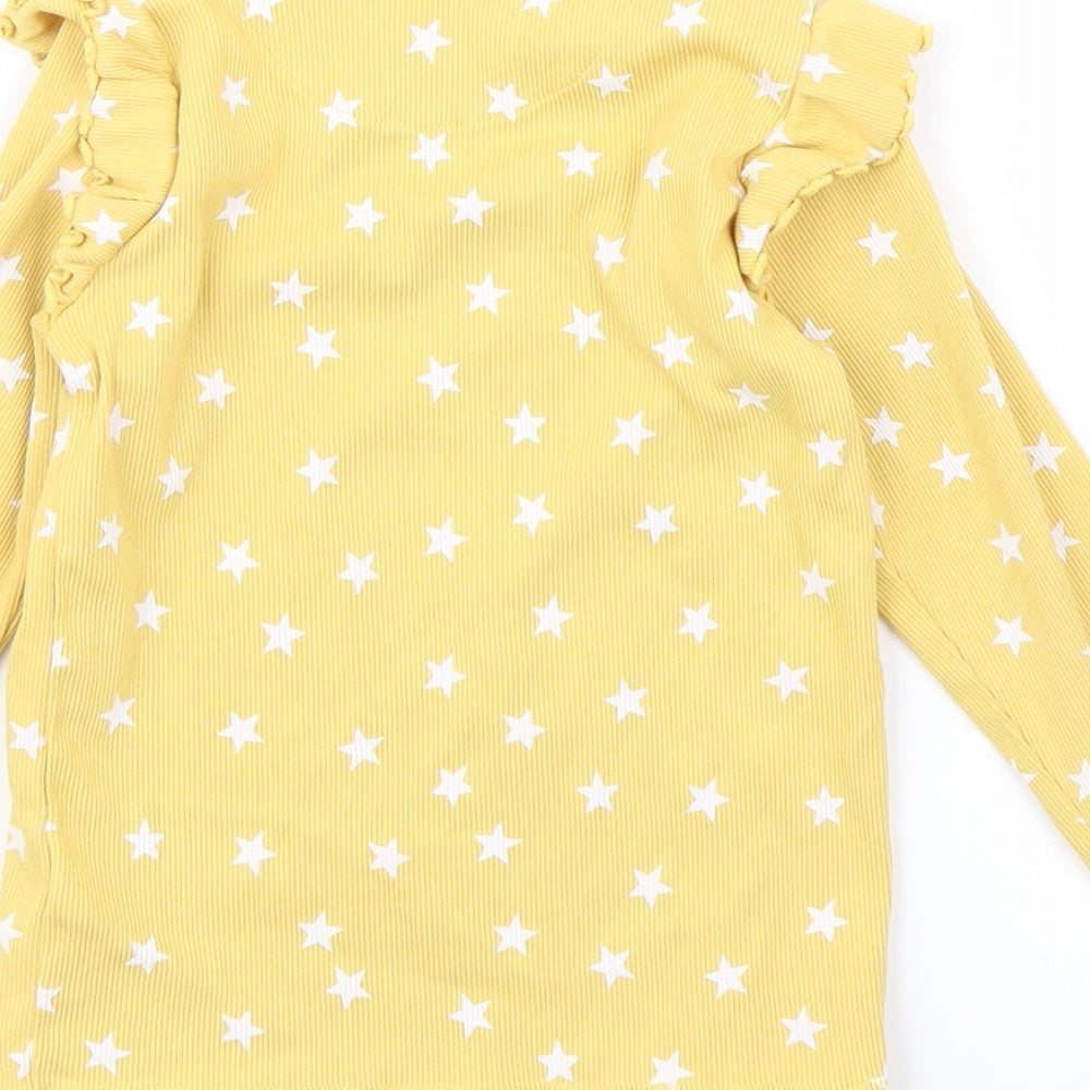 NEXT Girls Yellow Polka Dot  Basic T-Shirt Size 3-4 Years  - Star pattern