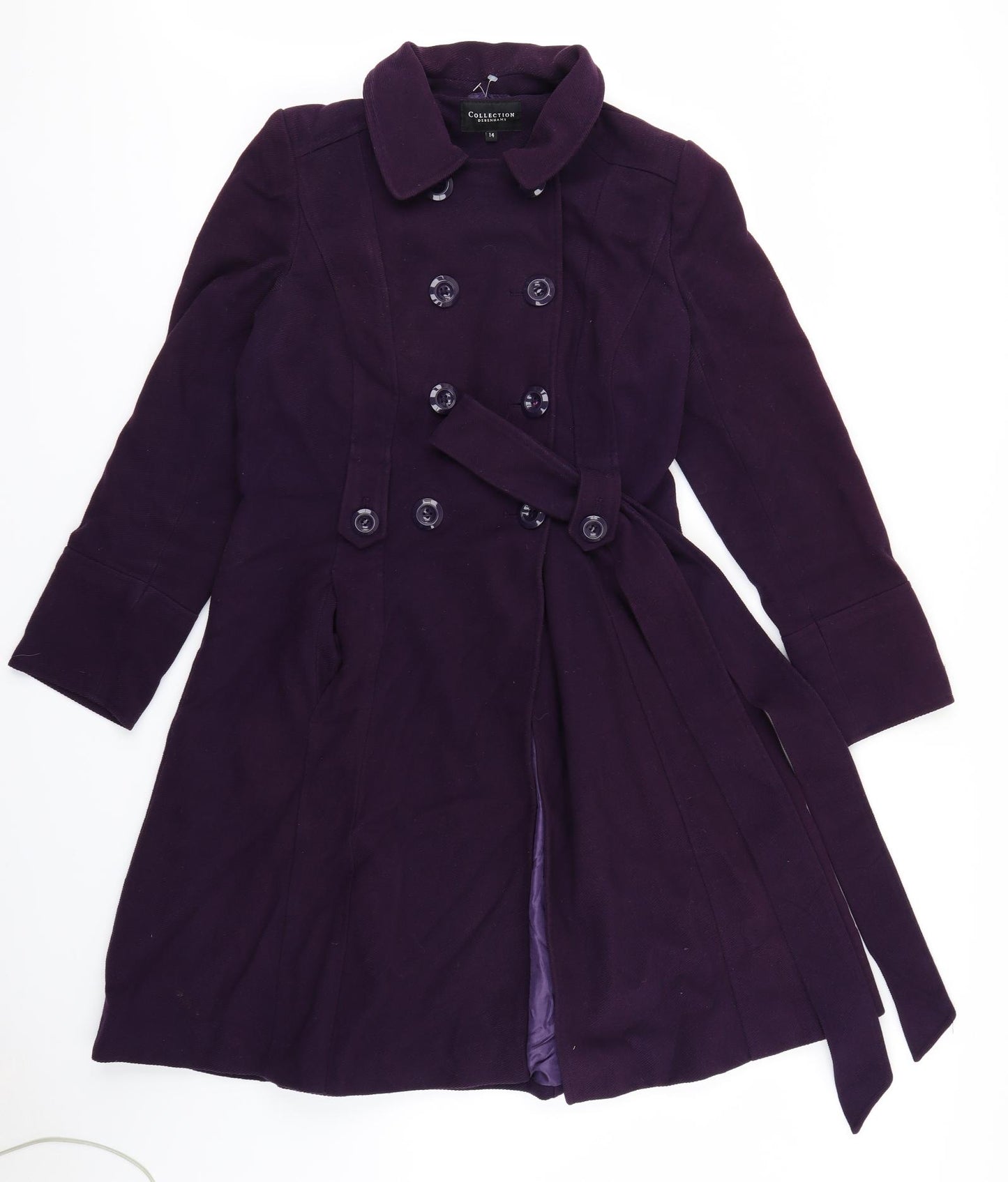 DEBNHAMS Womens Purple   Trench Coat Coat Size 14