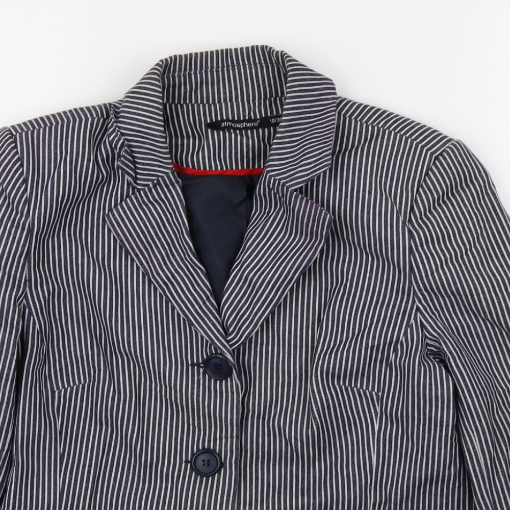 Atmosphere Womens Blue Striped  Jacket Blazer Size 10