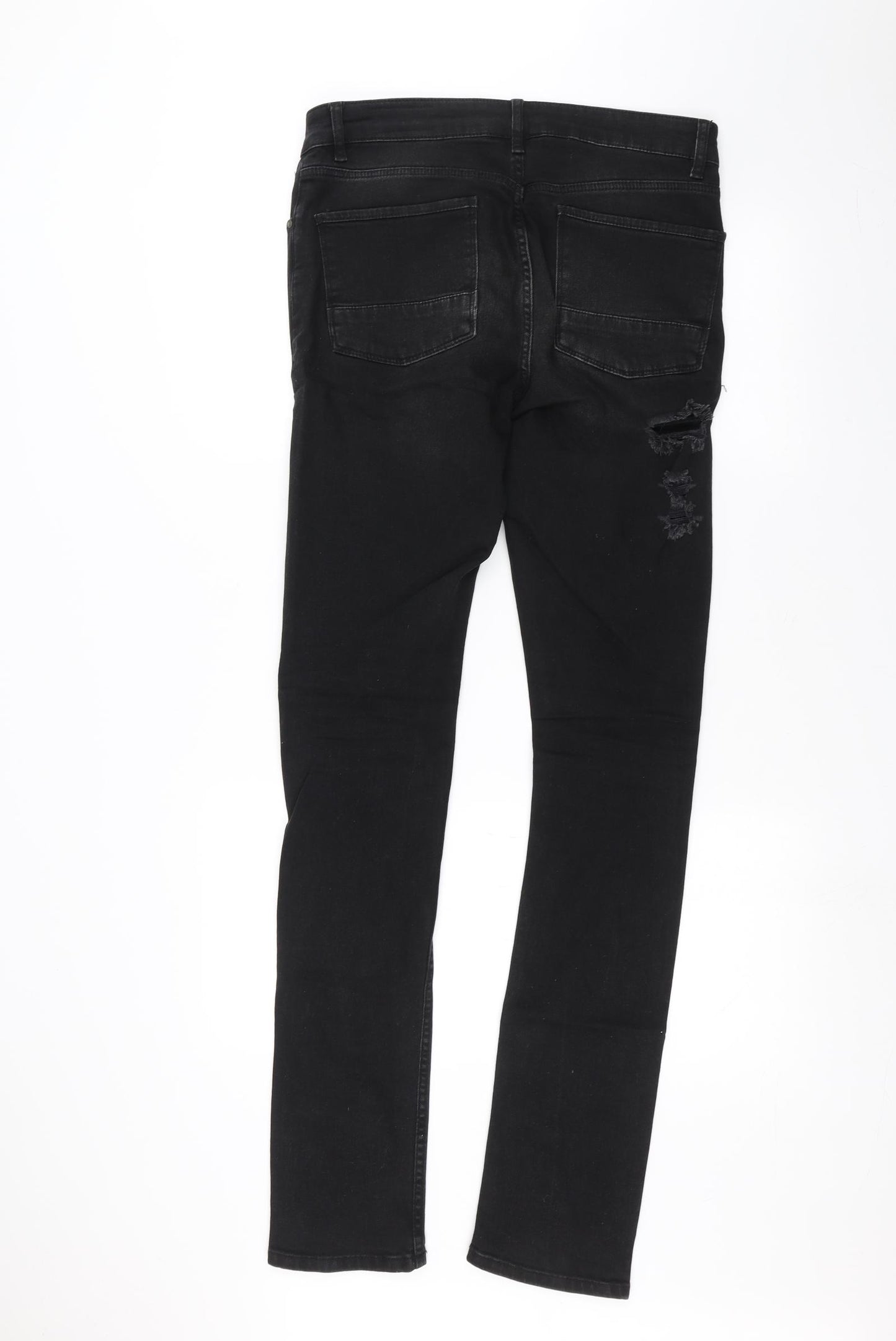 ASOS Mens Black  Denim Skinny Jeans Size 32 in L34 in - ripped details
