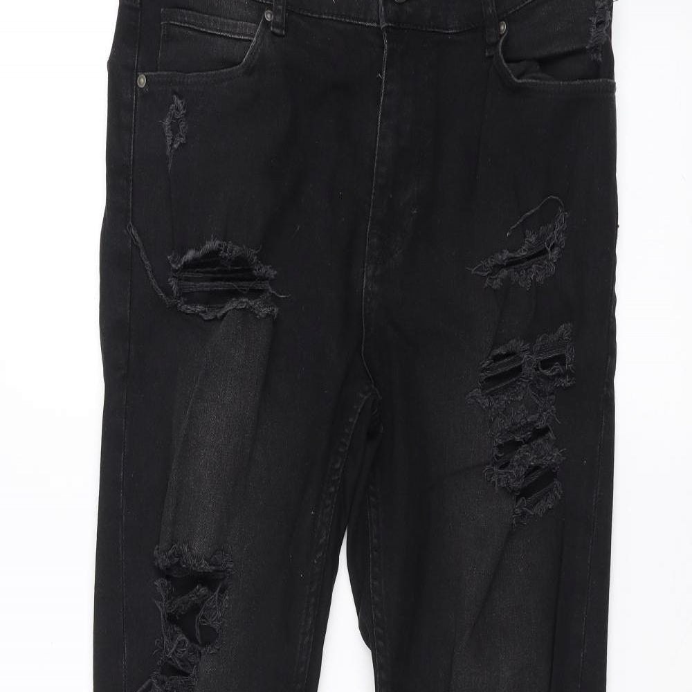 ASOS Mens Black  Denim Skinny Jeans Size 32 in L34 in - ripped details