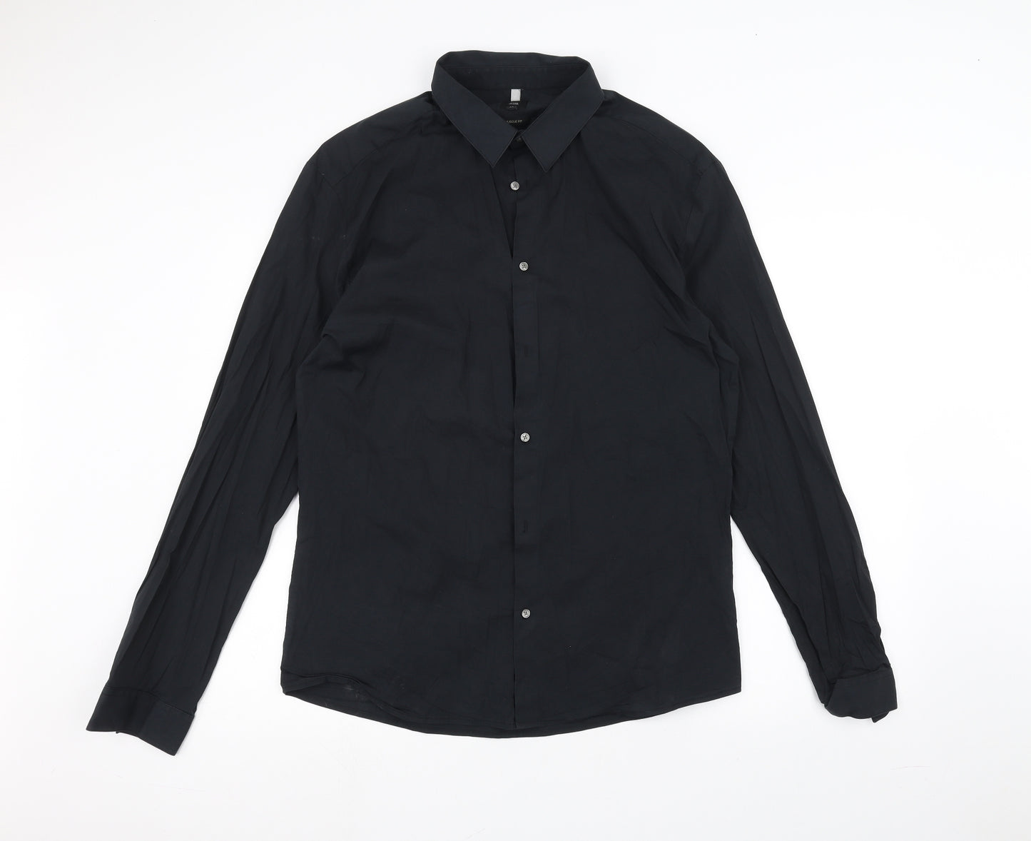 River Island Mens Black    Dress Shirt Size XL