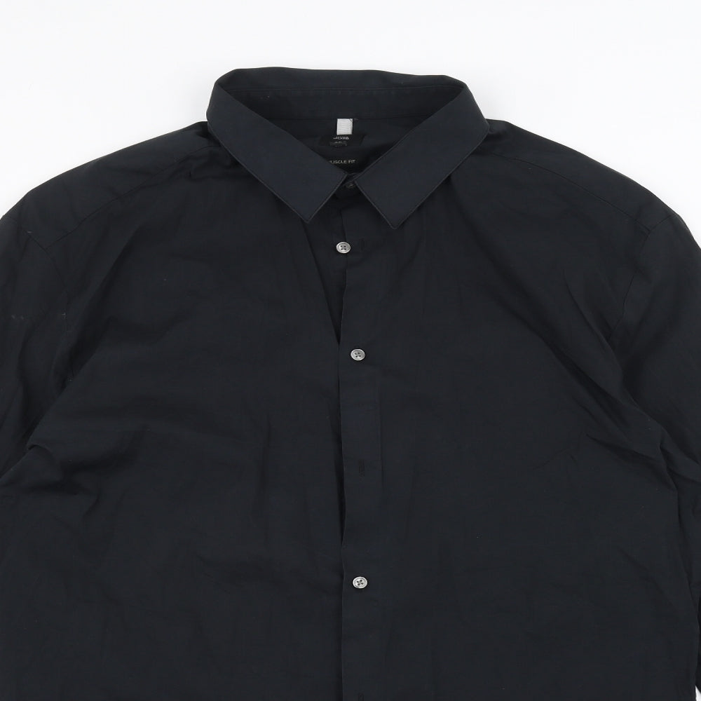 River Island Mens Black    Dress Shirt Size XL