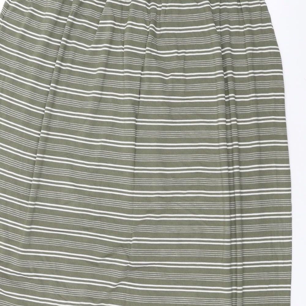 Primark Womens Green Striped  A-Line Skirt Size 14