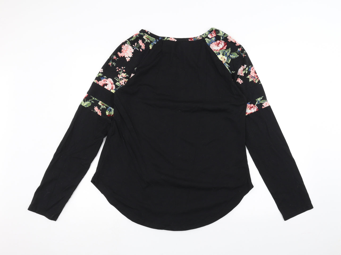 SheIn Womens Black Floral  Basic T-Shirt Size L