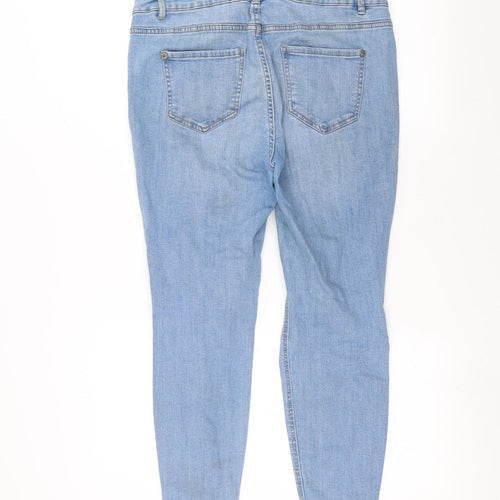 New Look Womens Blue  Denim Skinny Jeans Size 14 L24 in - ripped details