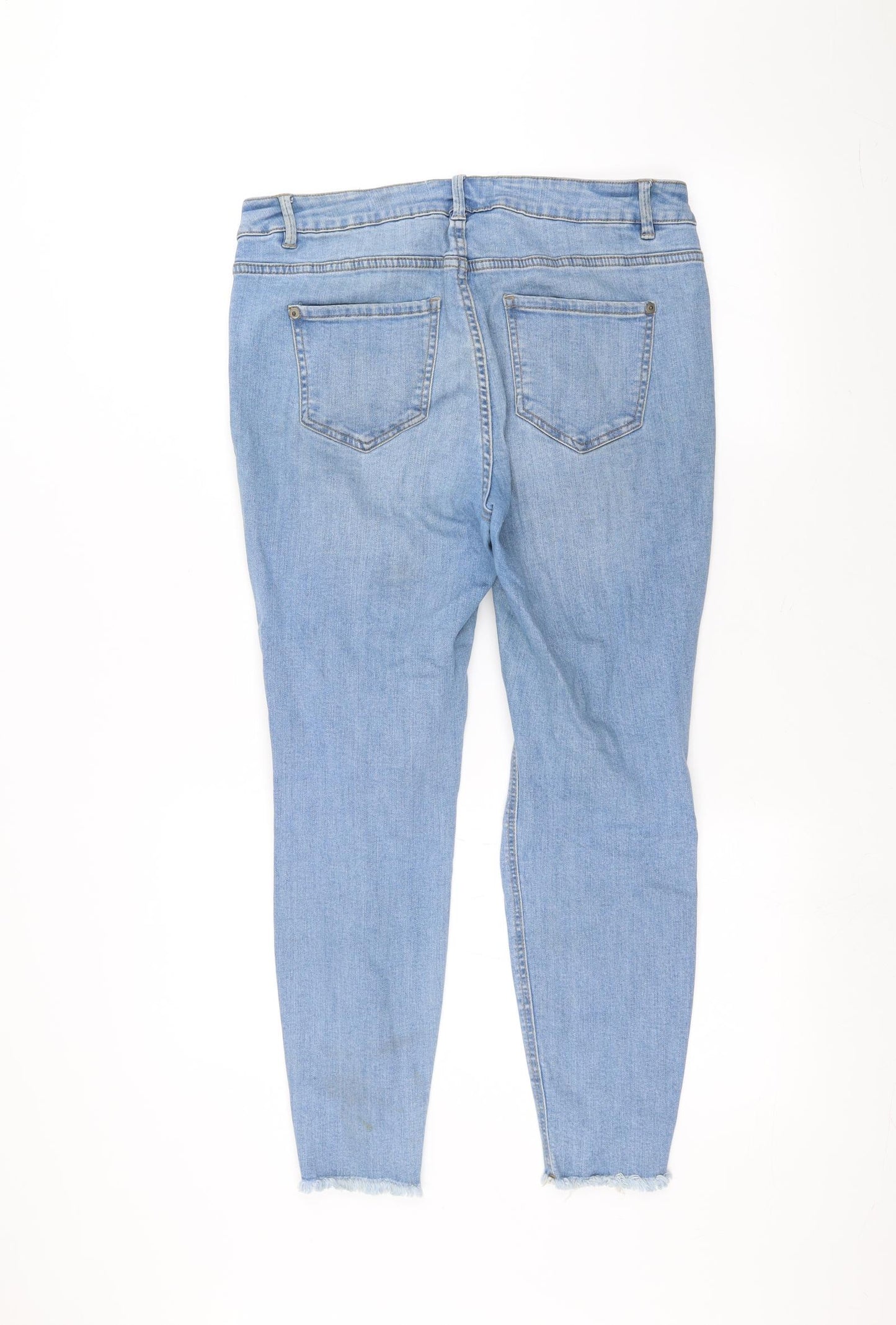 New Look Womens Blue  Denim Skinny Jeans Size 14 L24 in - ripped details