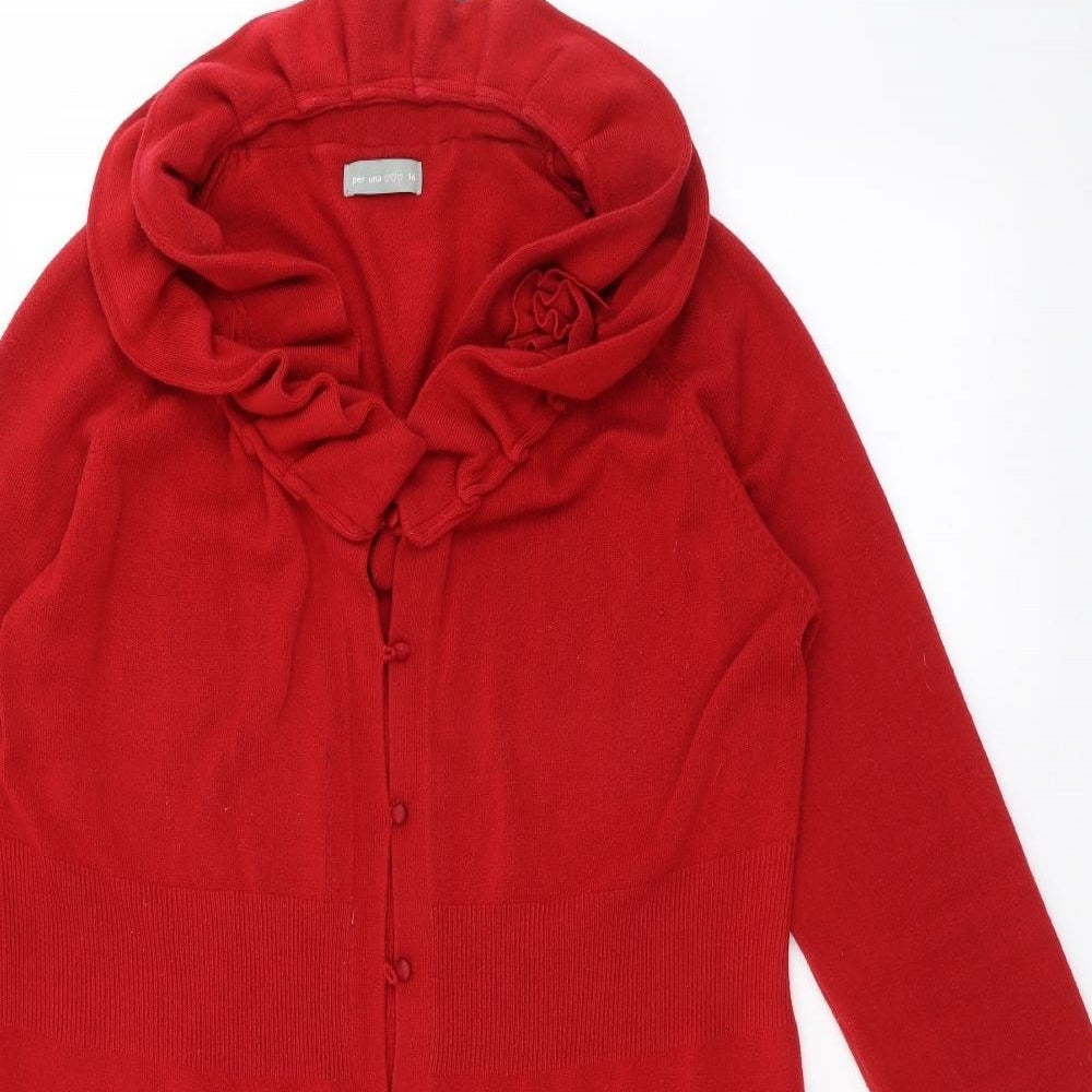 Per Una Womens Red   Jacket Coatigan Size 16