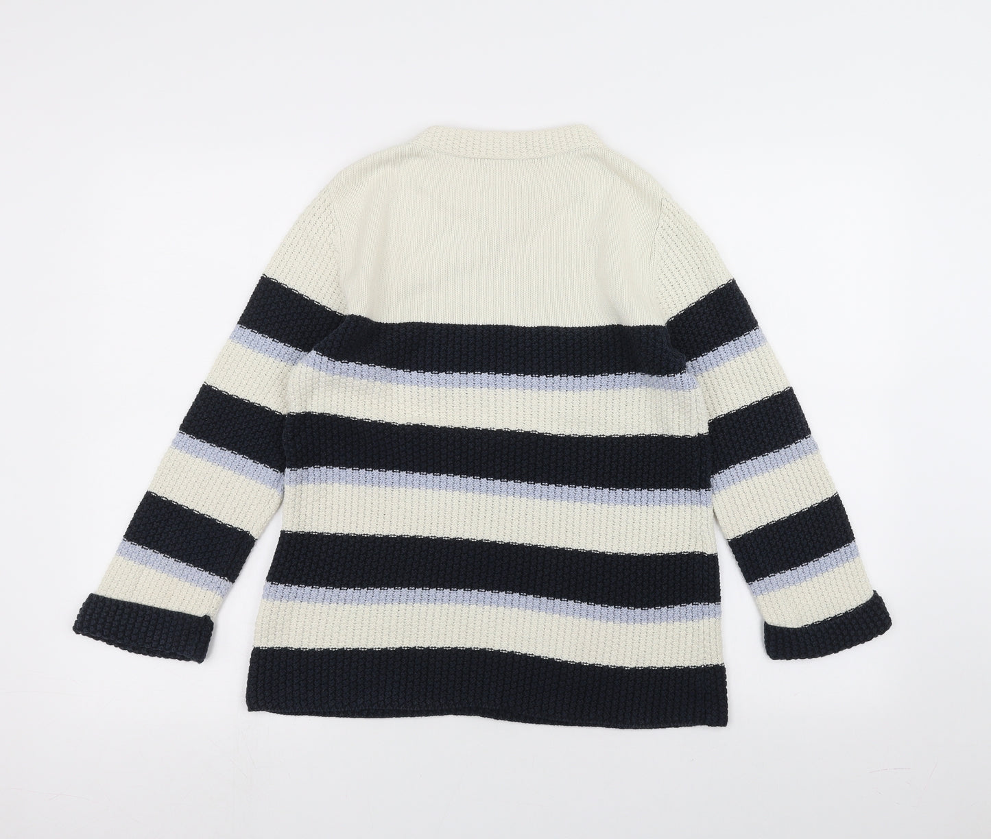 ken Womens White Striped  Pullover Jumper Size M