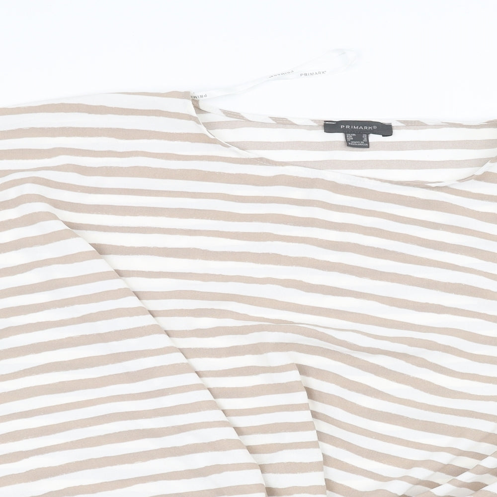 Primark Womens White Striped  Basic T-Shirt Size 20
