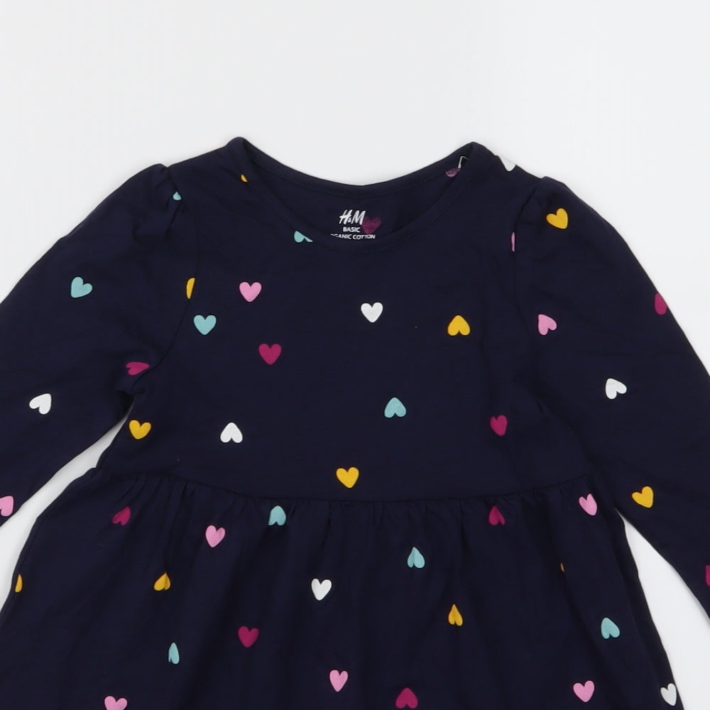 Preworn Girls Blue   T-Shirt Dress  Size 3 Years  - HEART