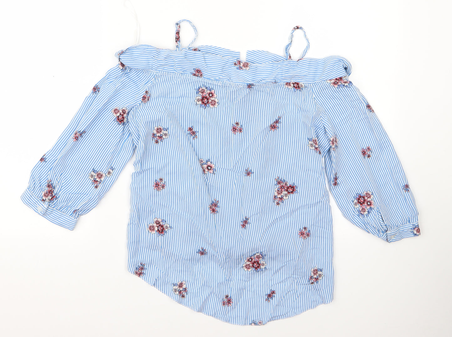 Papaya Womens Blue Floral  Basic Button-Up Size 12