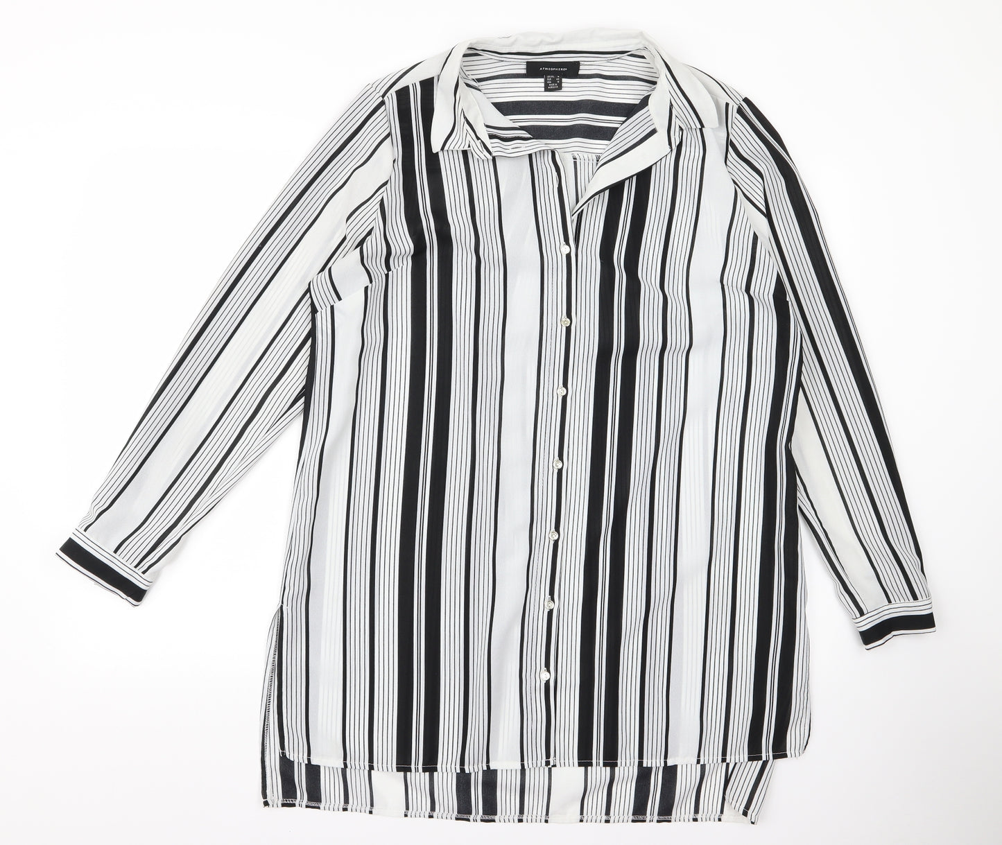 Atmosphere Womens White Striped Rayon Basic Button-Up Size 16