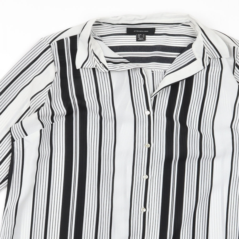 Atmosphere Womens White Striped Rayon Basic Button-Up Size 16