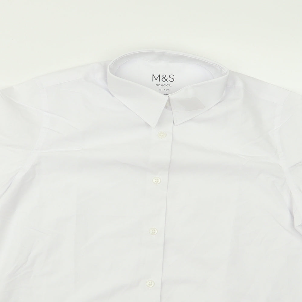 m&s Girls White   Basic Button-Up Size 14 Years