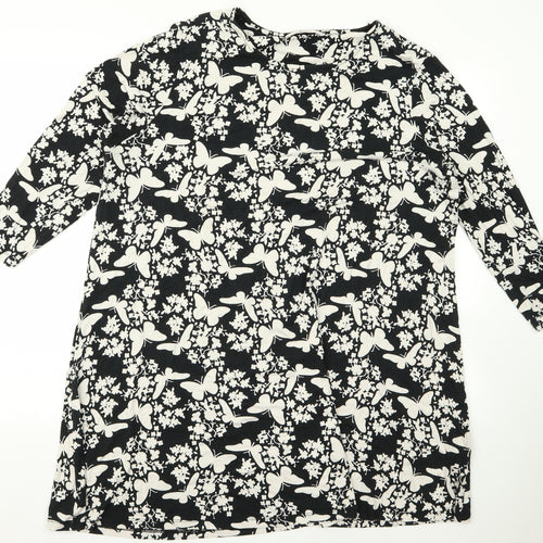 TU Womens Black Floral Rayon T-Shirt Dress  Size 18