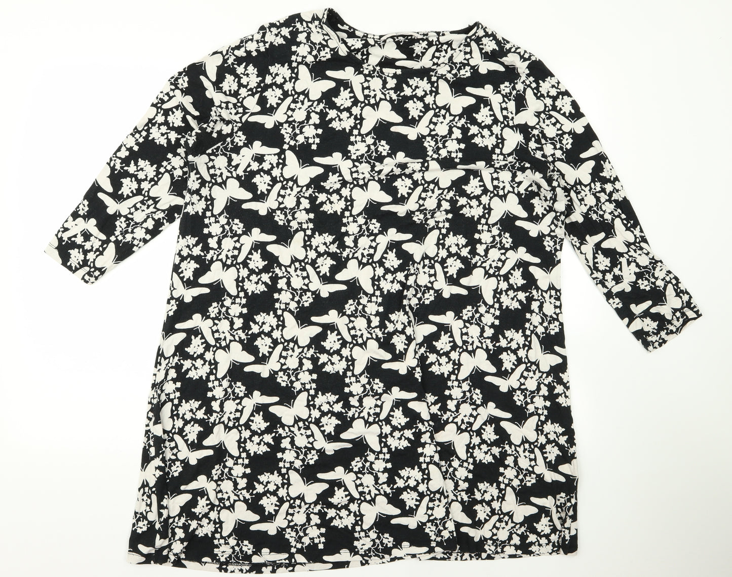 TU Womens Black Floral Rayon T-Shirt Dress  Size 18
