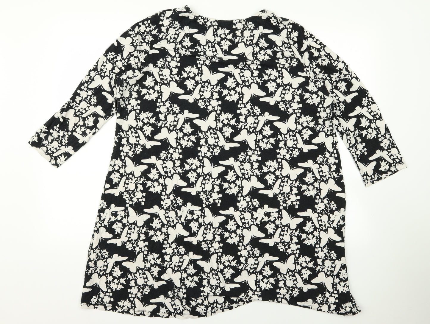 TU Womens Black Floral Rayon T-Shirt Dress  Size 18