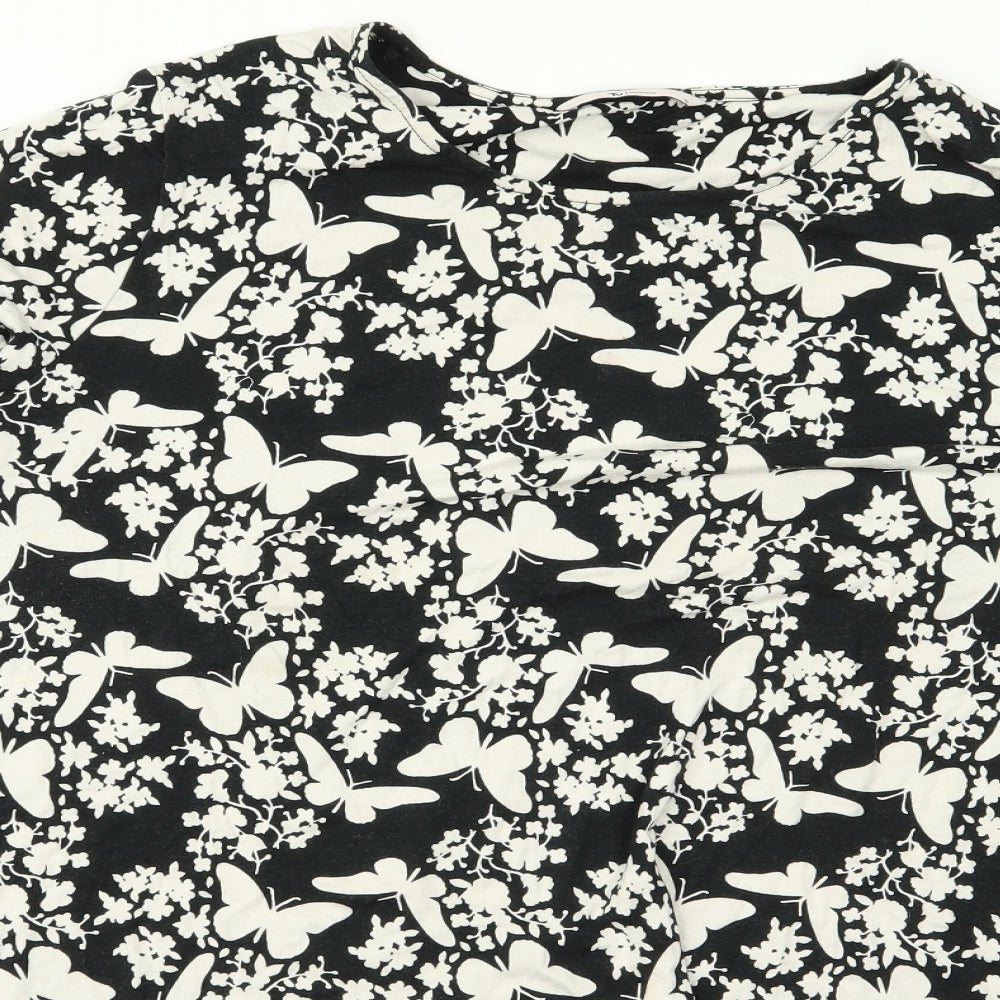 TU Womens Black Floral Rayon T-Shirt Dress  Size 18