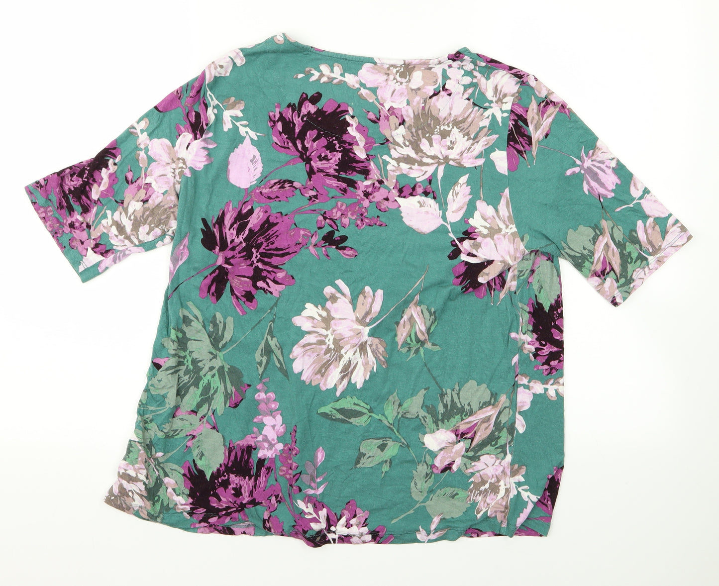 Preworn Womens Green Floral  Basic Blouse Size M