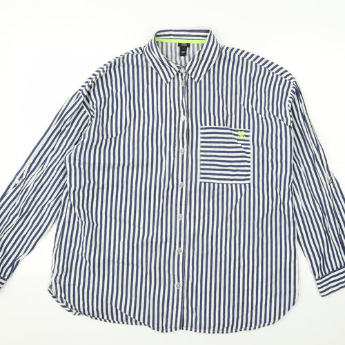 River Island Womens White Striped  Basic Button-Up Size 12