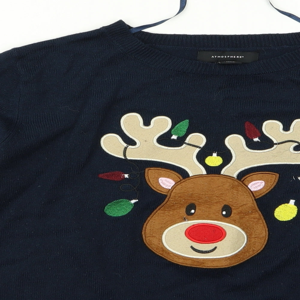 Atmosphere Womens Blue   Pullover Jumper Size S  - CHRISMTAS