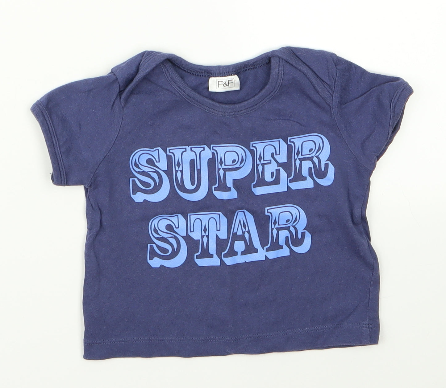 F&F  Blue   Basic T-Shirt Size 3-6 Months  - super star
