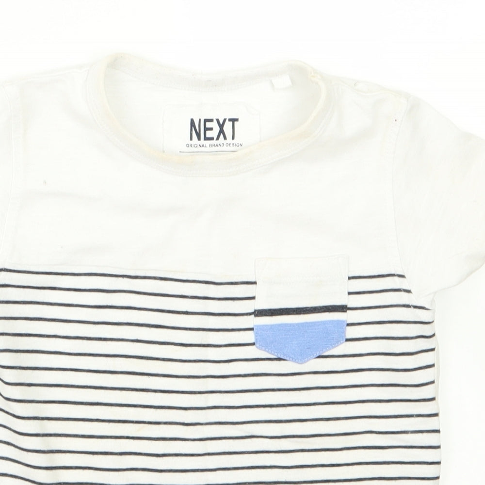 NEXT Boys White Striped  Basic T-Shirt Size 3 Years