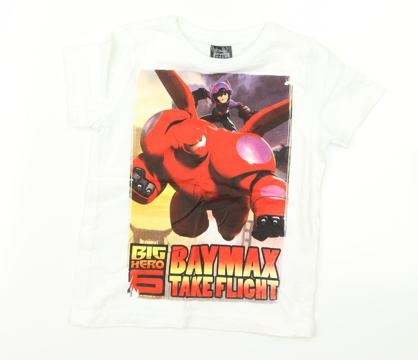 Disney Boys White   Basic T-Shirt Size 4 Years  - big hero 6