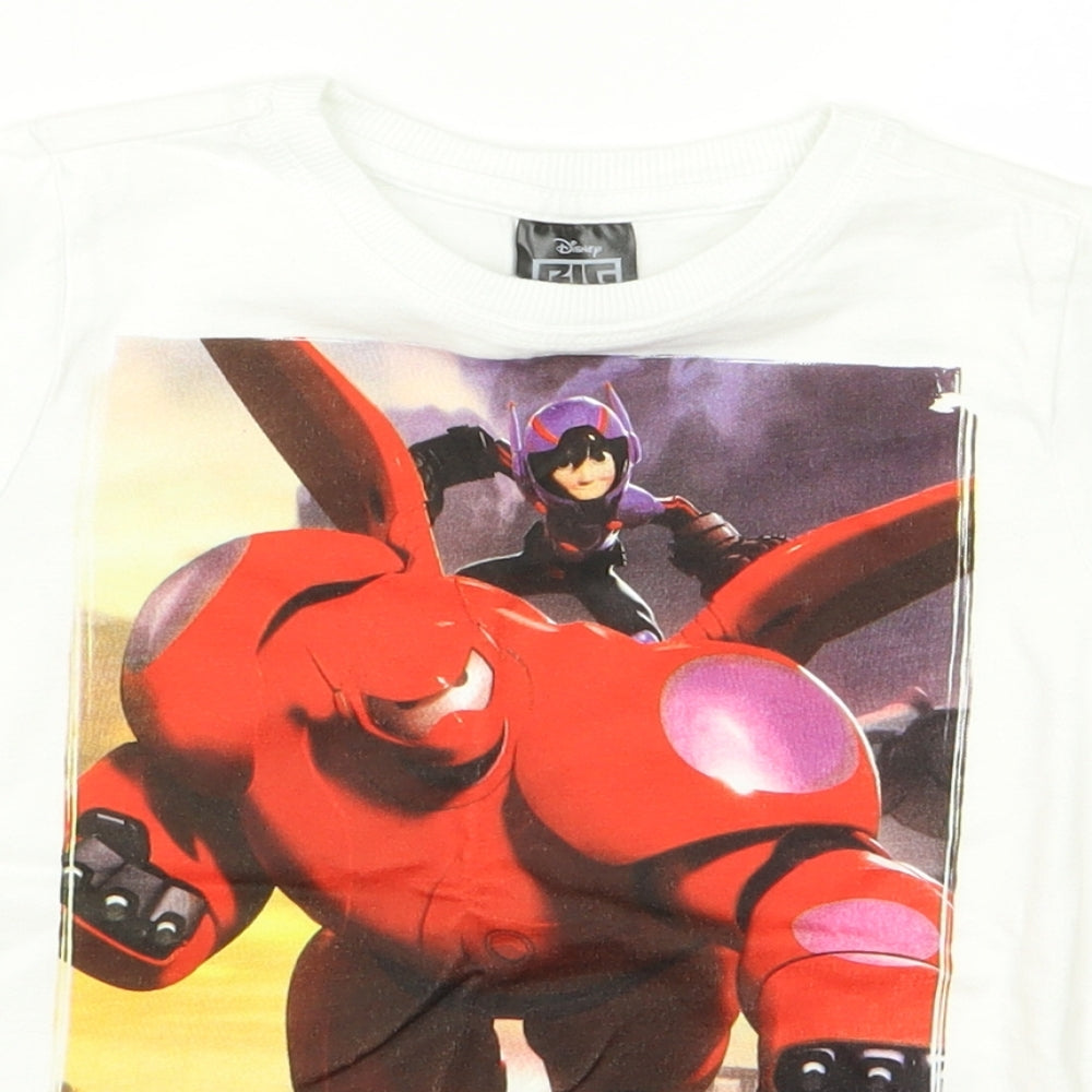 Disney Boys White   Basic T-Shirt Size 4 Years  - big hero 6