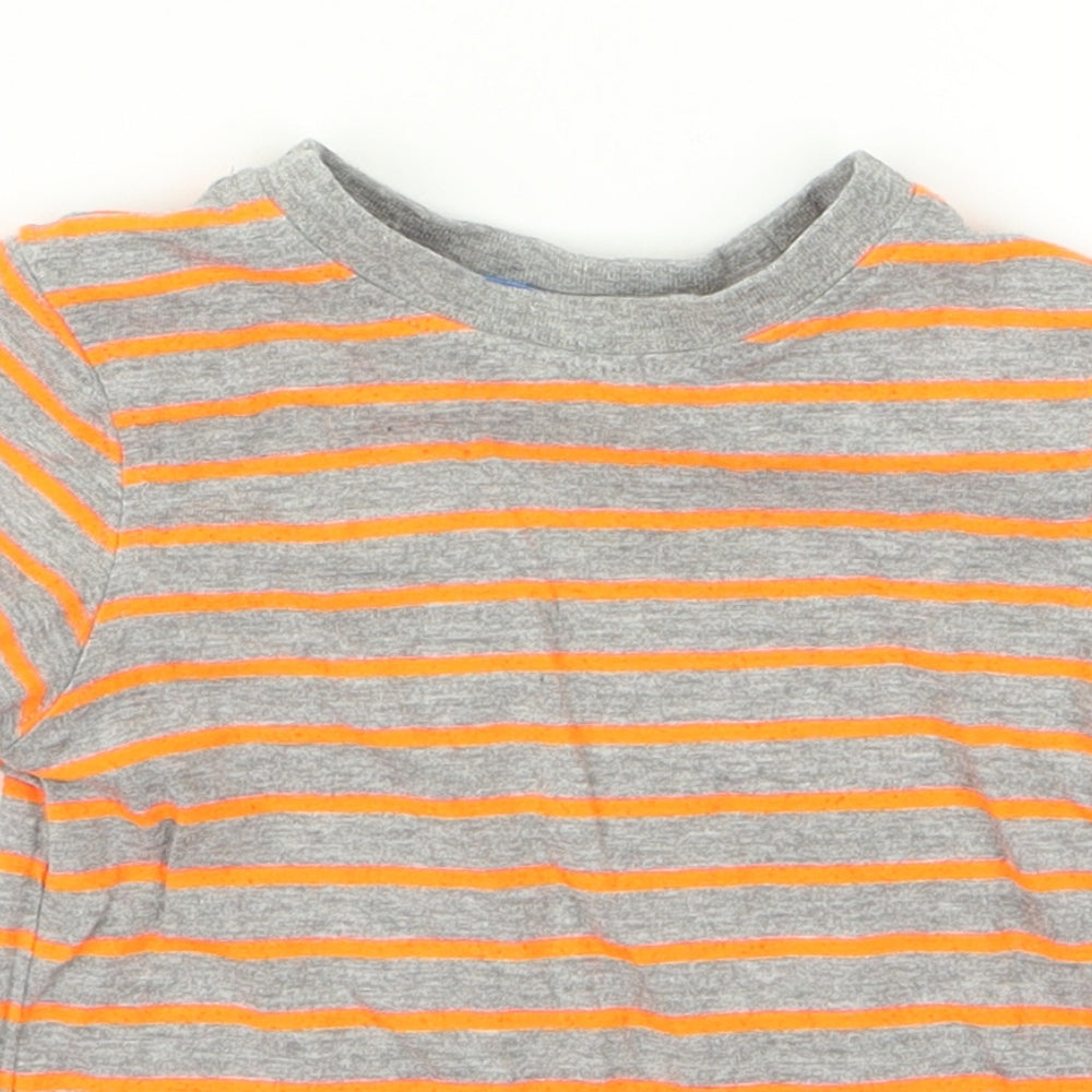 Preworn Baby Grey Striped  Basic T-Shirt Size 12 Months